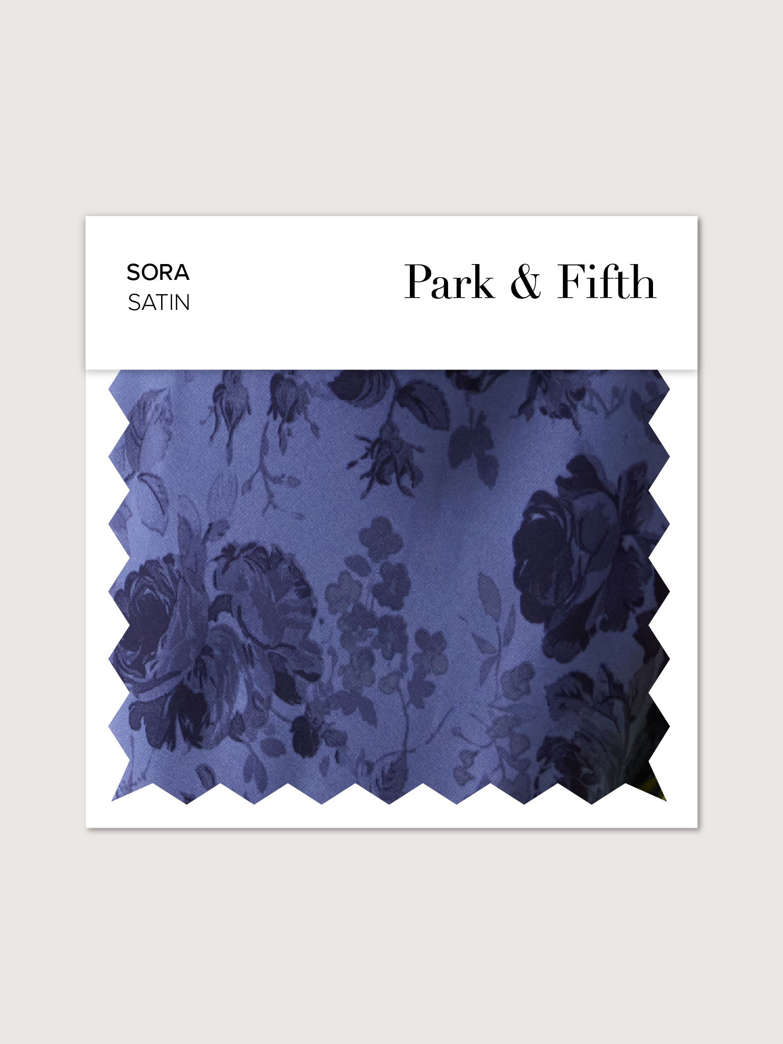 Purple floral satin fabric swatch from Park & Fifth.