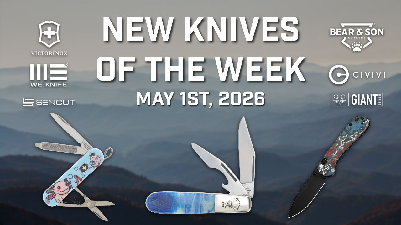 New knives of the week, May 1st, 2026, with various knife designs.