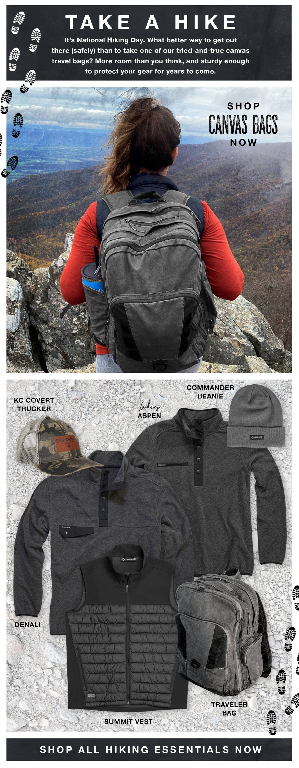 Woman wearing a DRI DUCK Traveler backpack