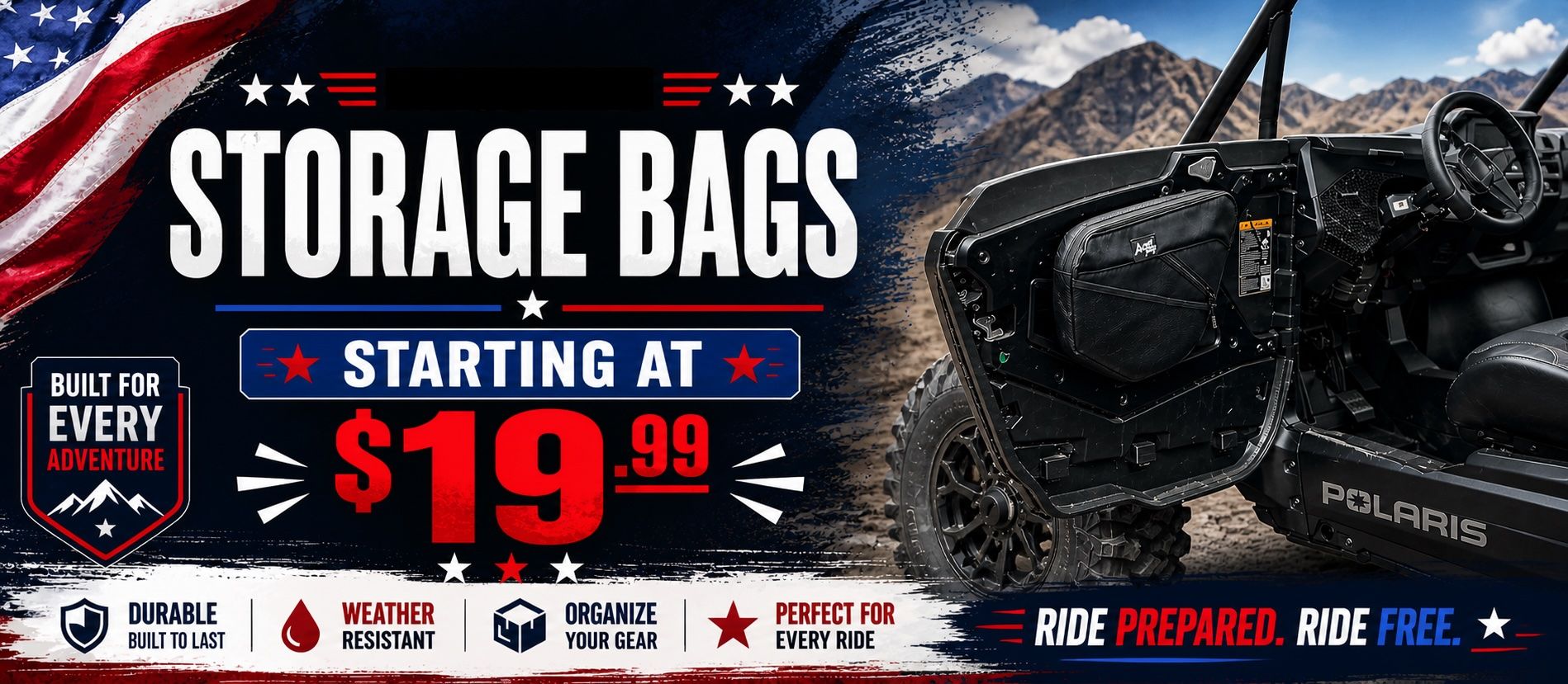 Promotional banner for storage bags starting at $19.99.
