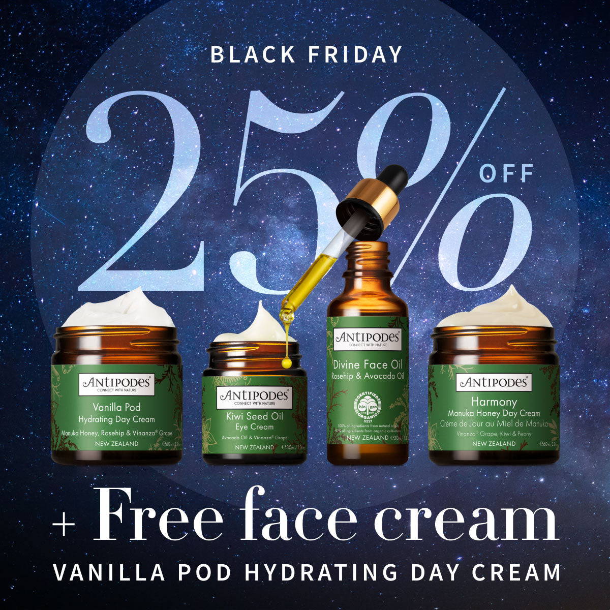 25% off sitewide plus free vanilla pod hydrating day cream