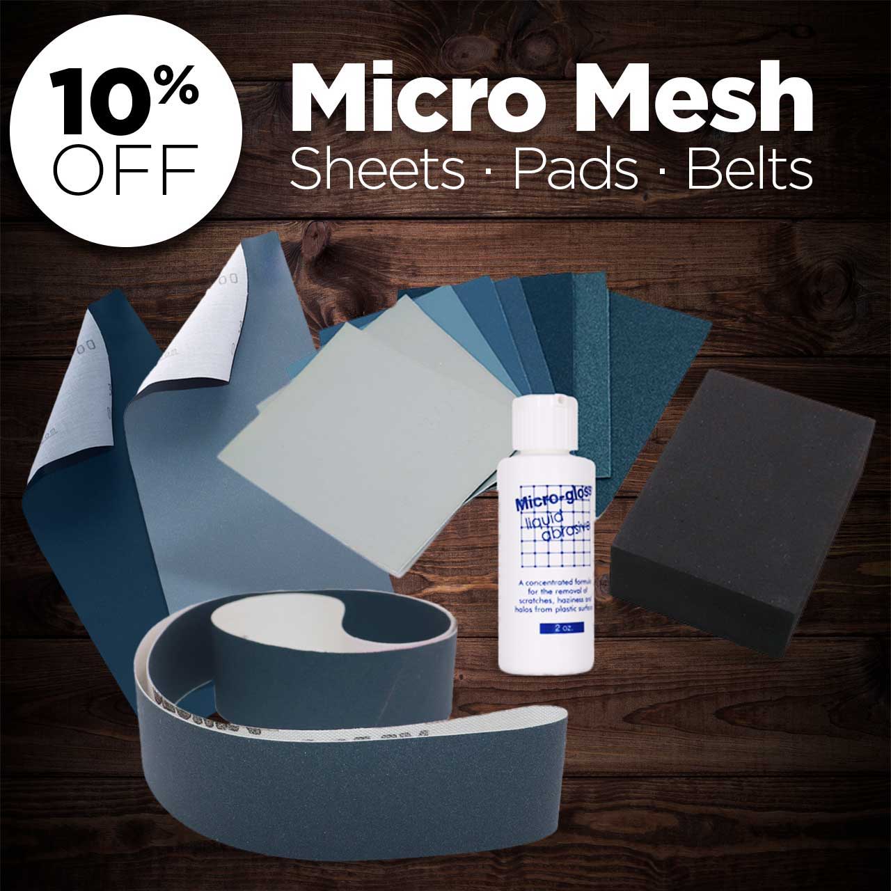 Promotional image for Micro Mesh products with discount offer.