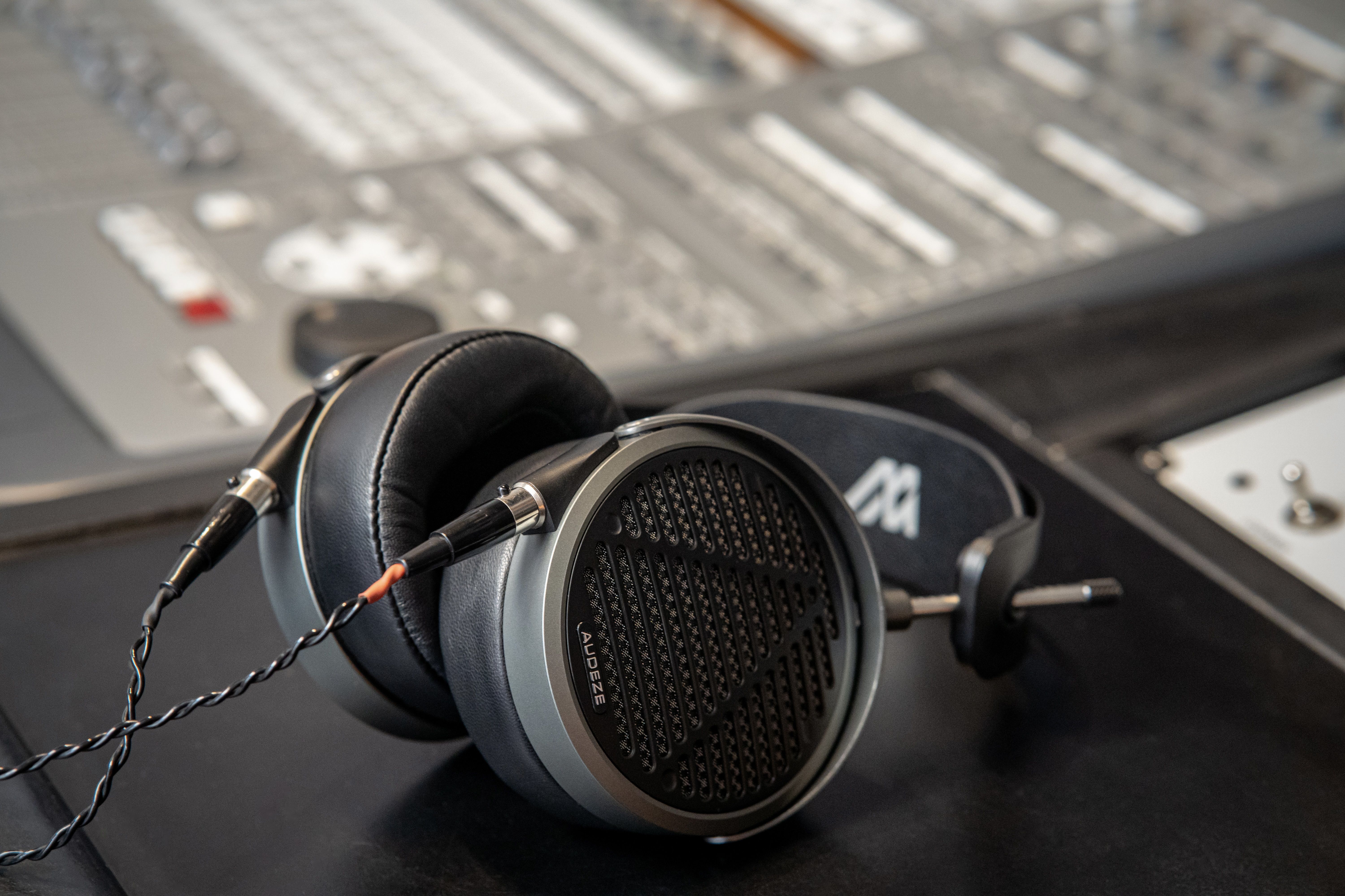 Audeze MM-500 headphone laying on table in the studio 