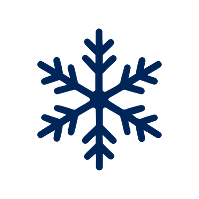 Blue snowflake icon on a white background.