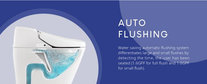 auto dual flushing that water saves with 1.6gpf for full flush and 1.0gpf for small flush