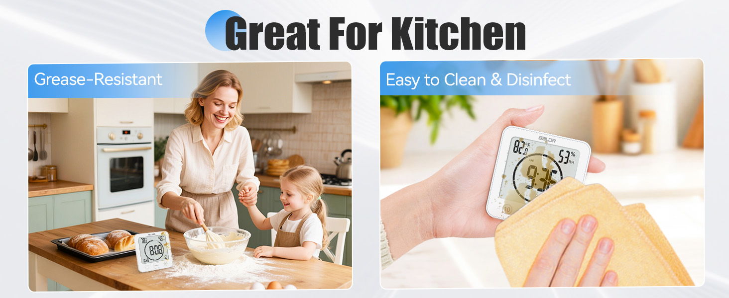 Image showing kitchen activities with a woman and child, highlighting ease of use.