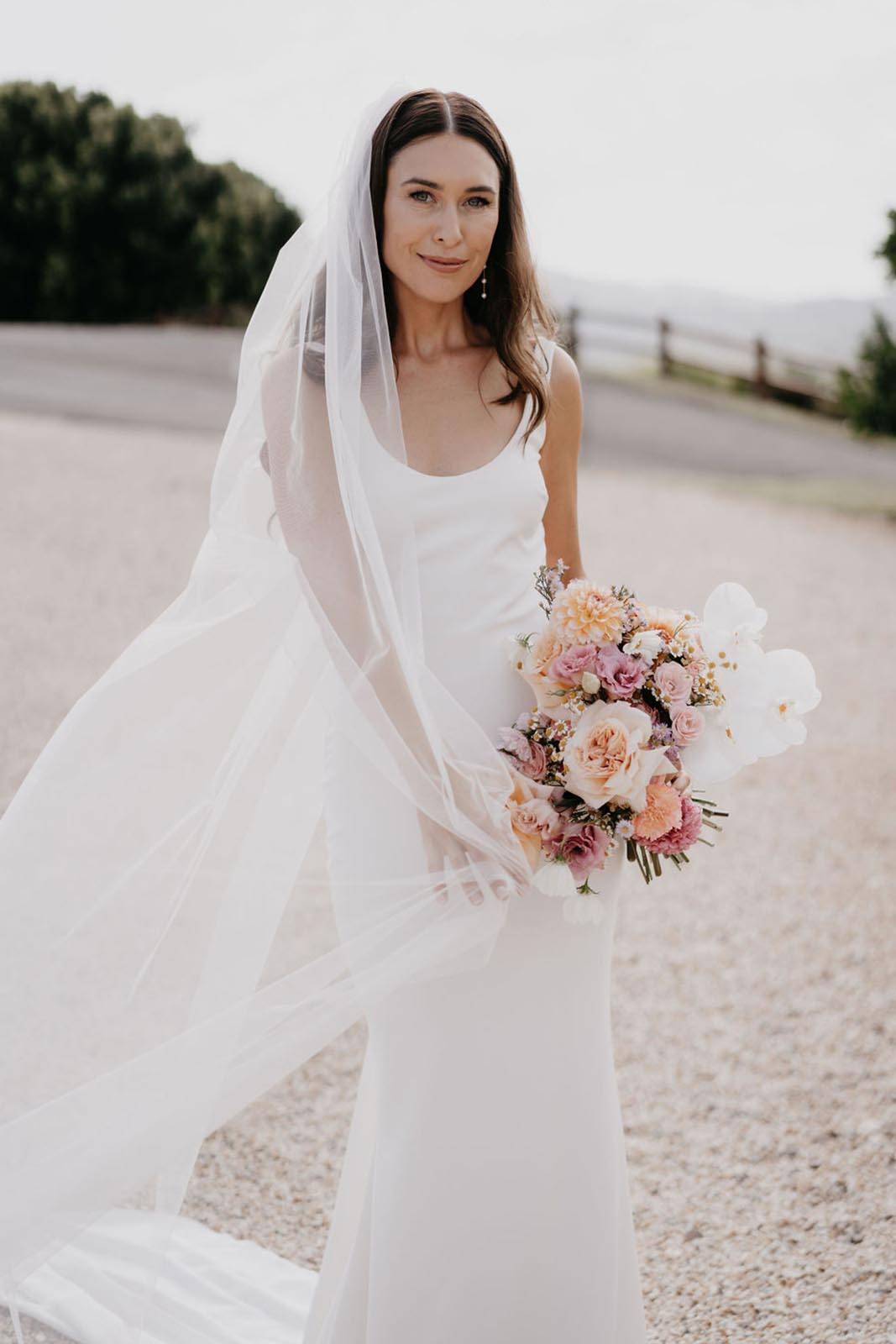 Bride holding flowers