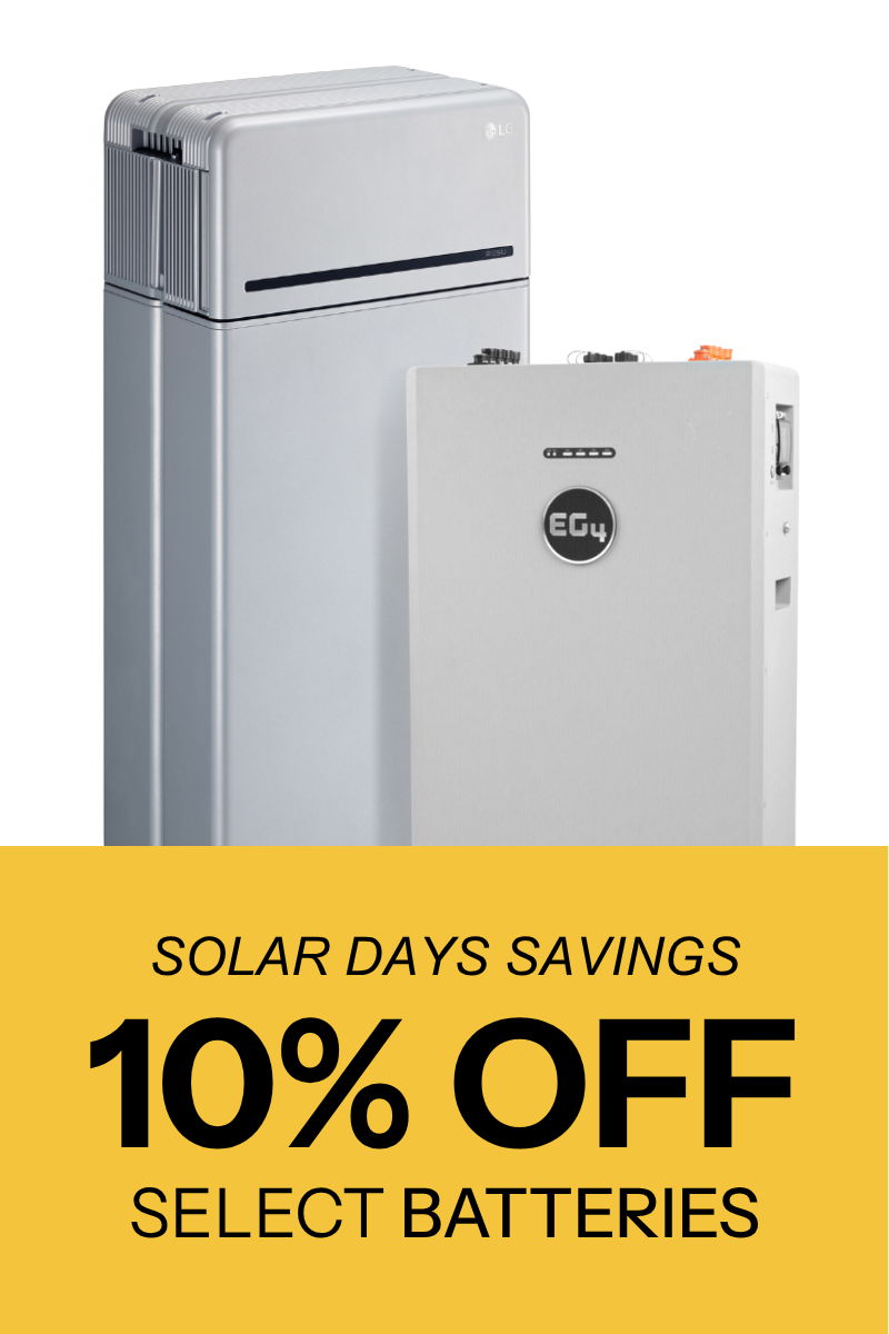 LG high voltage battery and EG4 AllWeather WallMount battery with 10% off select battery promotion.