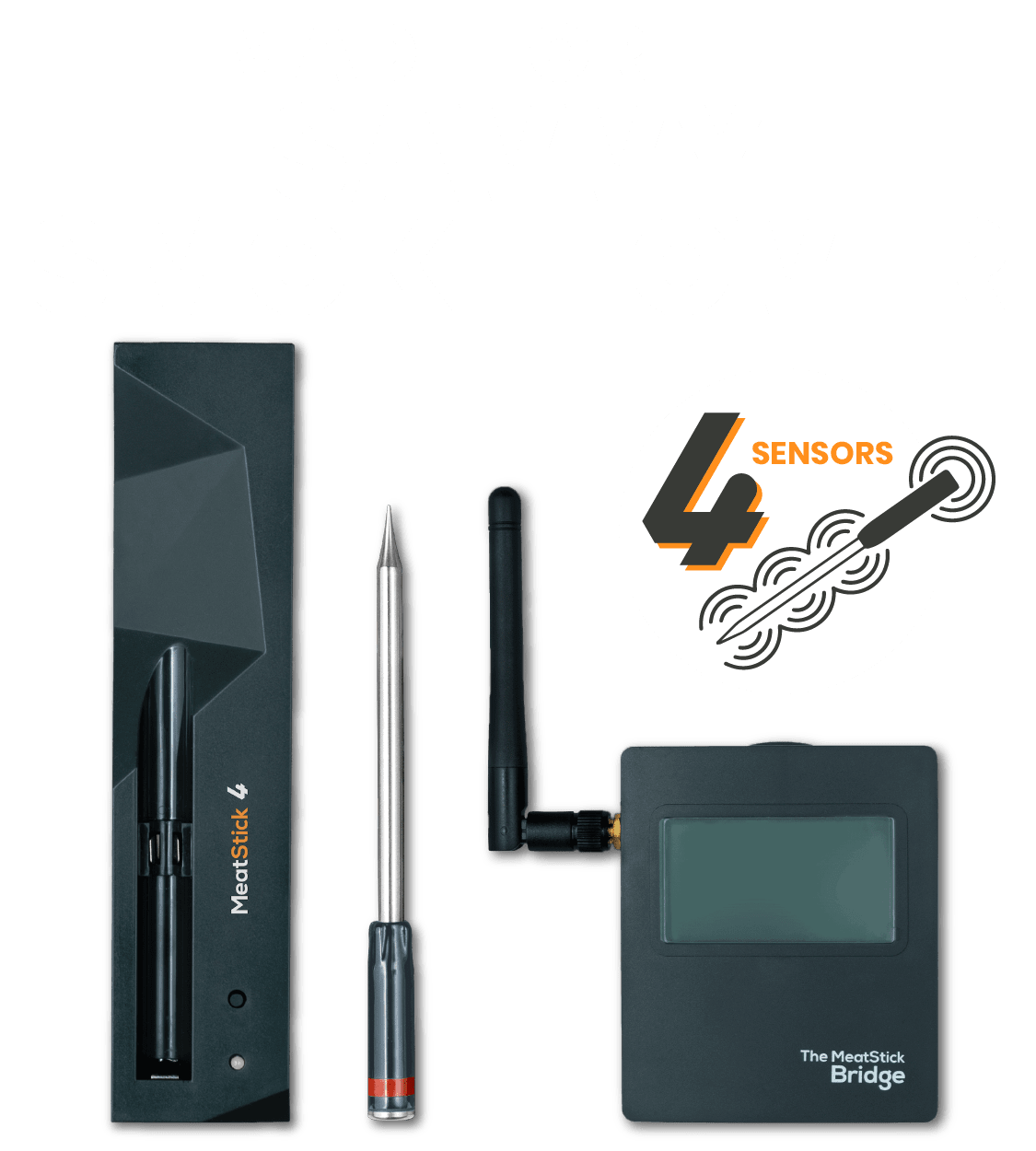The MeatStick Smoker Savvy Bundle with MeatStick 4 Next-Gen Quad Sensors Wireless Meat Thermometer & WiFi Travel Pack