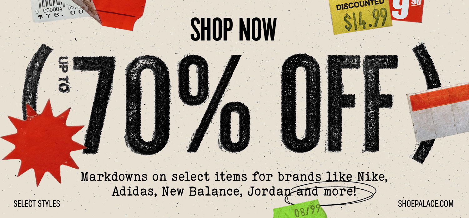 Promotional image announcing up to 70% off select brands. Shop now!