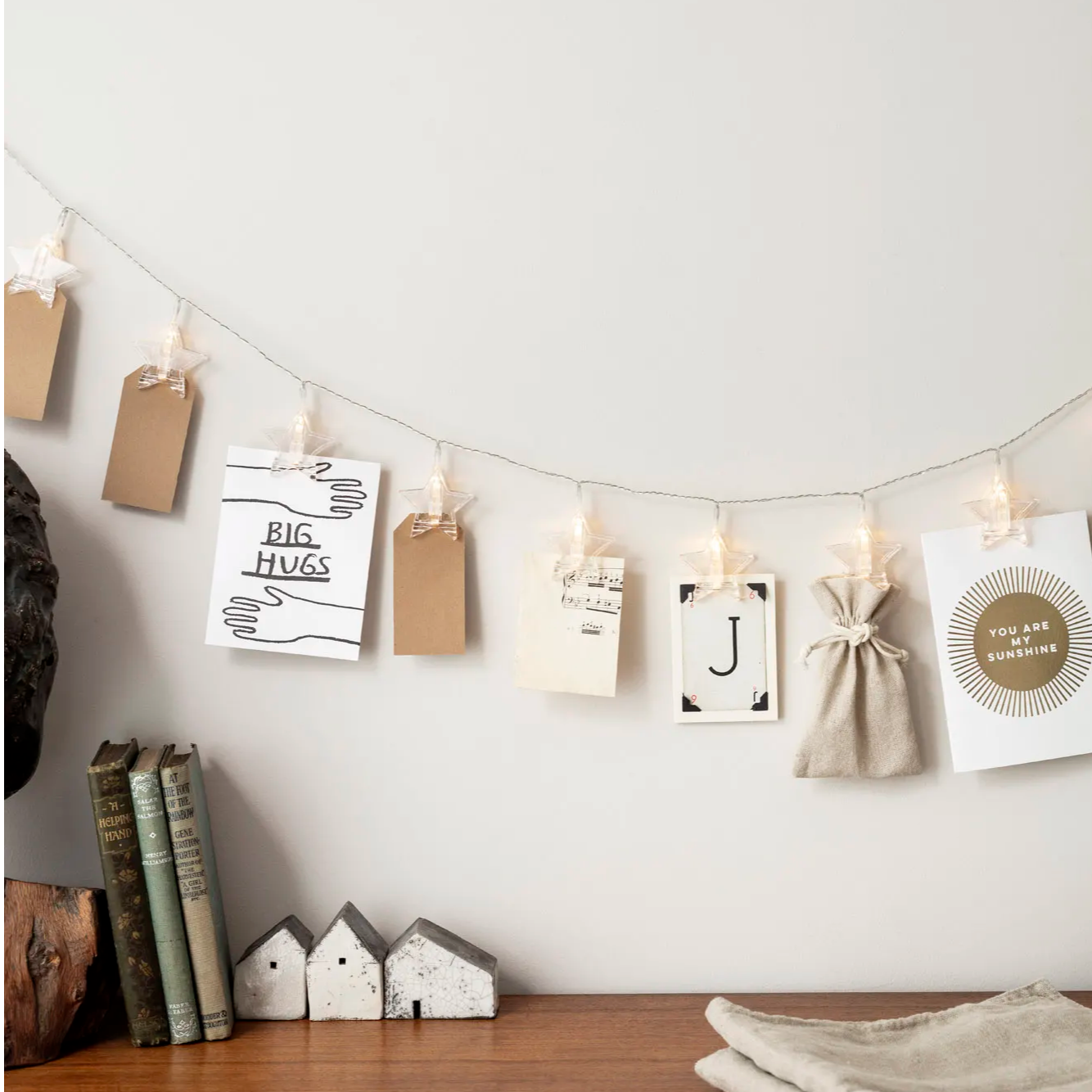 10 Warm White Star Fairy Light Pegs