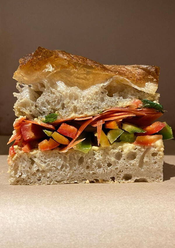 A filled sandwich from Jolene Bakery.