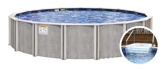 River Bend Round Above Ground Pool With Steps