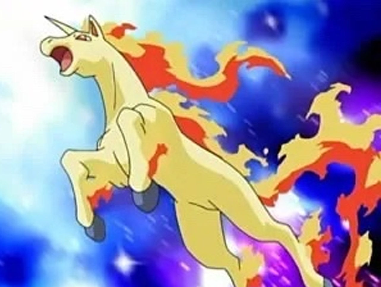 A screenshot of the Pokémon Rapidash from the Pokémon anime.