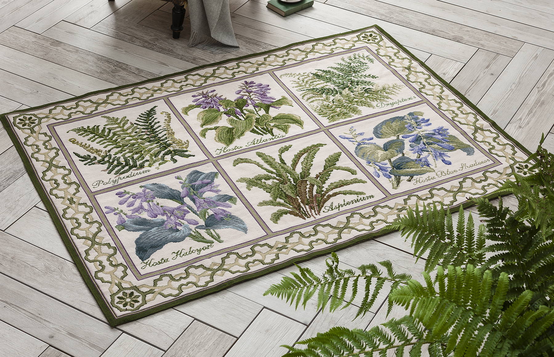The Shade Garden Collection finished as a 6 panel rug