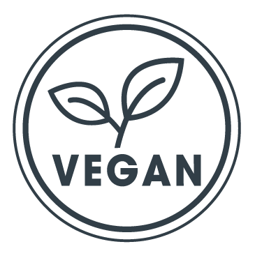 Vegan emblem featuring two leaves and the word 