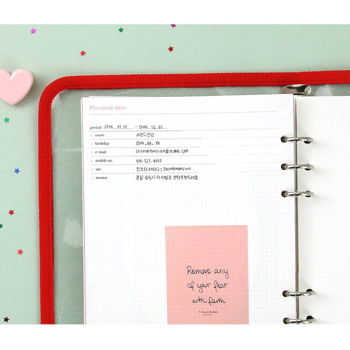 Personal data - Second Mansion Collage A5 6-ring dateless weekly diary