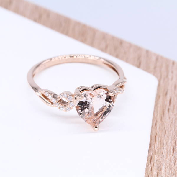 2ct Heart-Shaped Peach Morganite Diamond Ring - WILLS JEWELLERY