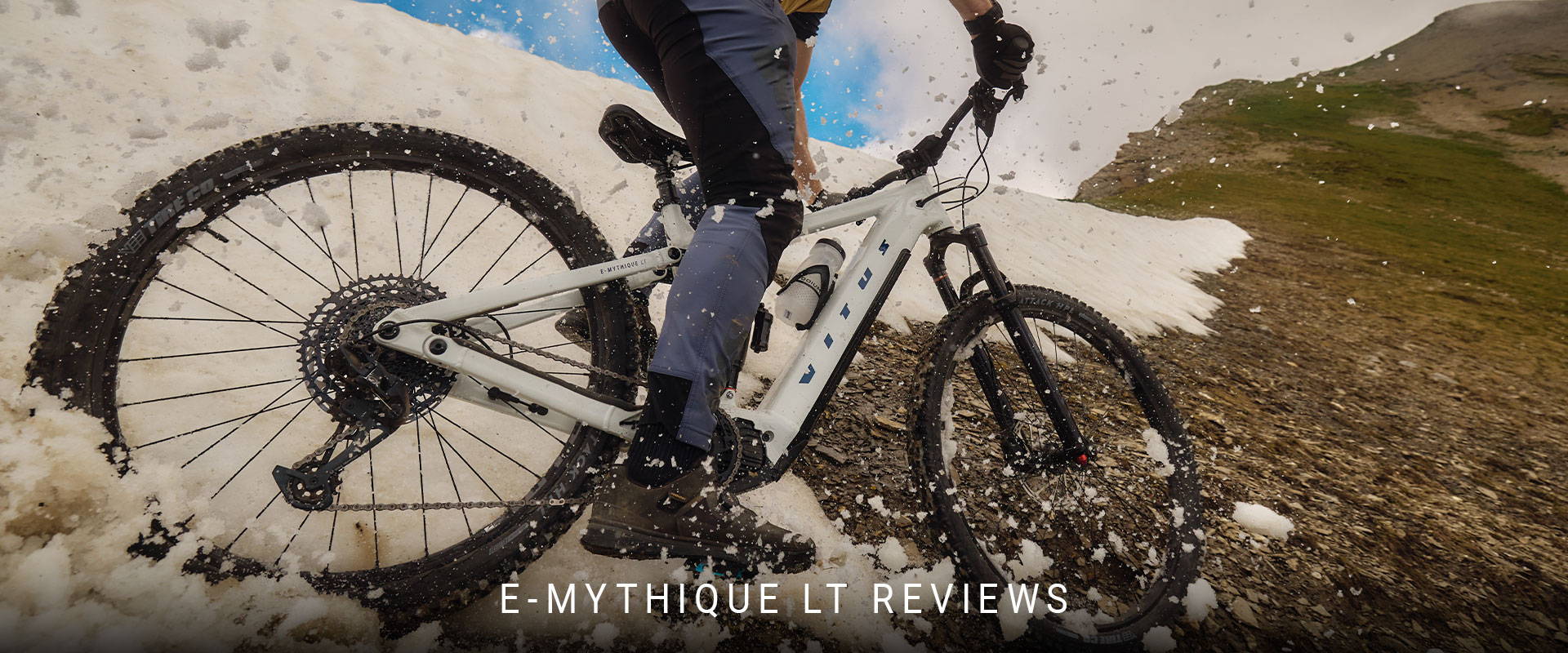 Vitus E-Mythique EMTB riding in the snow