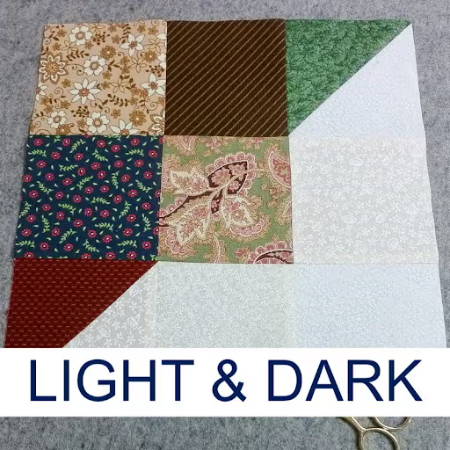 light and dark quilt block with setting variations