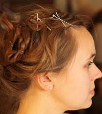 Woman with bobby pins