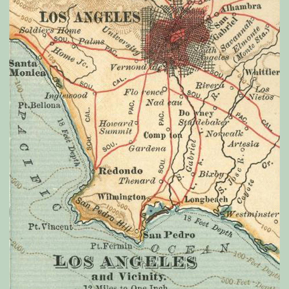 Vintage Map of Los Angeles
