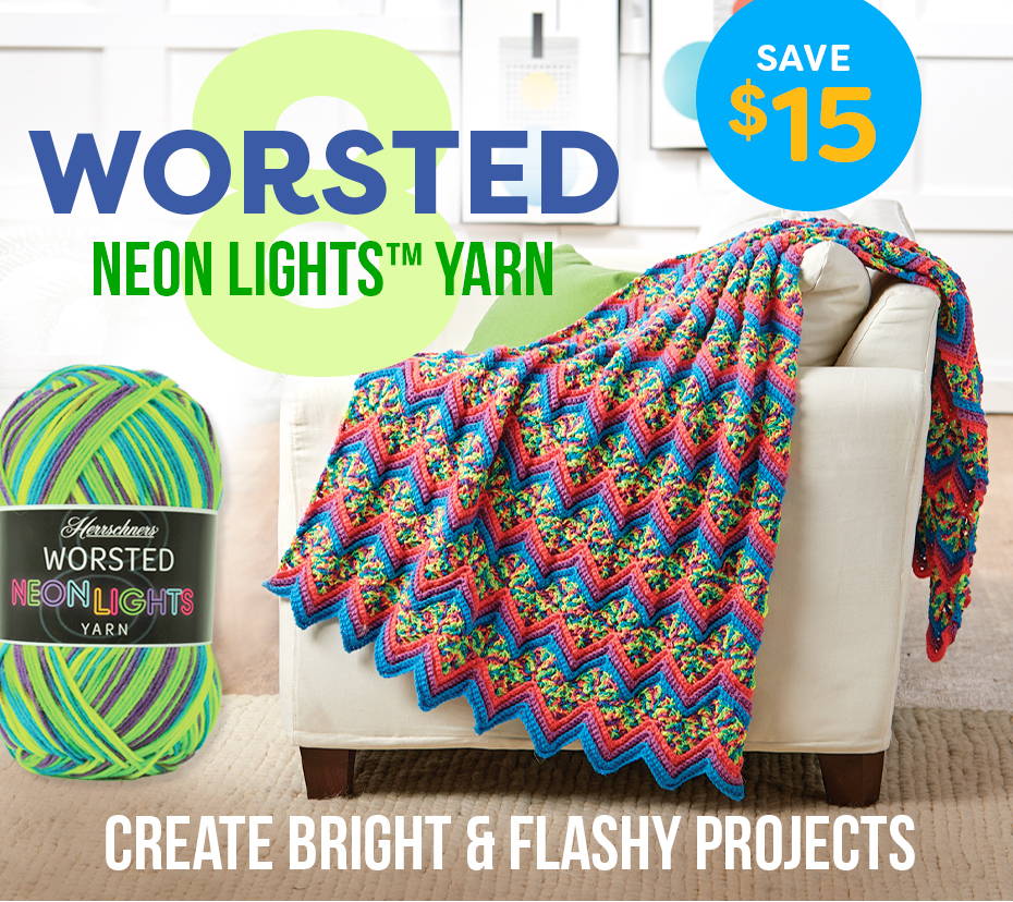 Worsted 8™ Neon Lights™ Yarn Create bright & flashy projects 