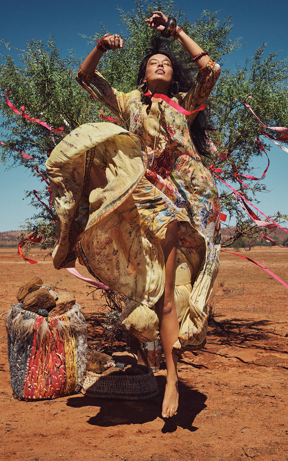 CAMILLA Yellow Floral Dress | Women wearing CAMILLA in Australian Outback