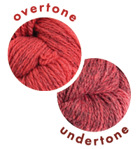 Overlapping circles of yarn color samples Tones Light Melba Overtone and Undertone