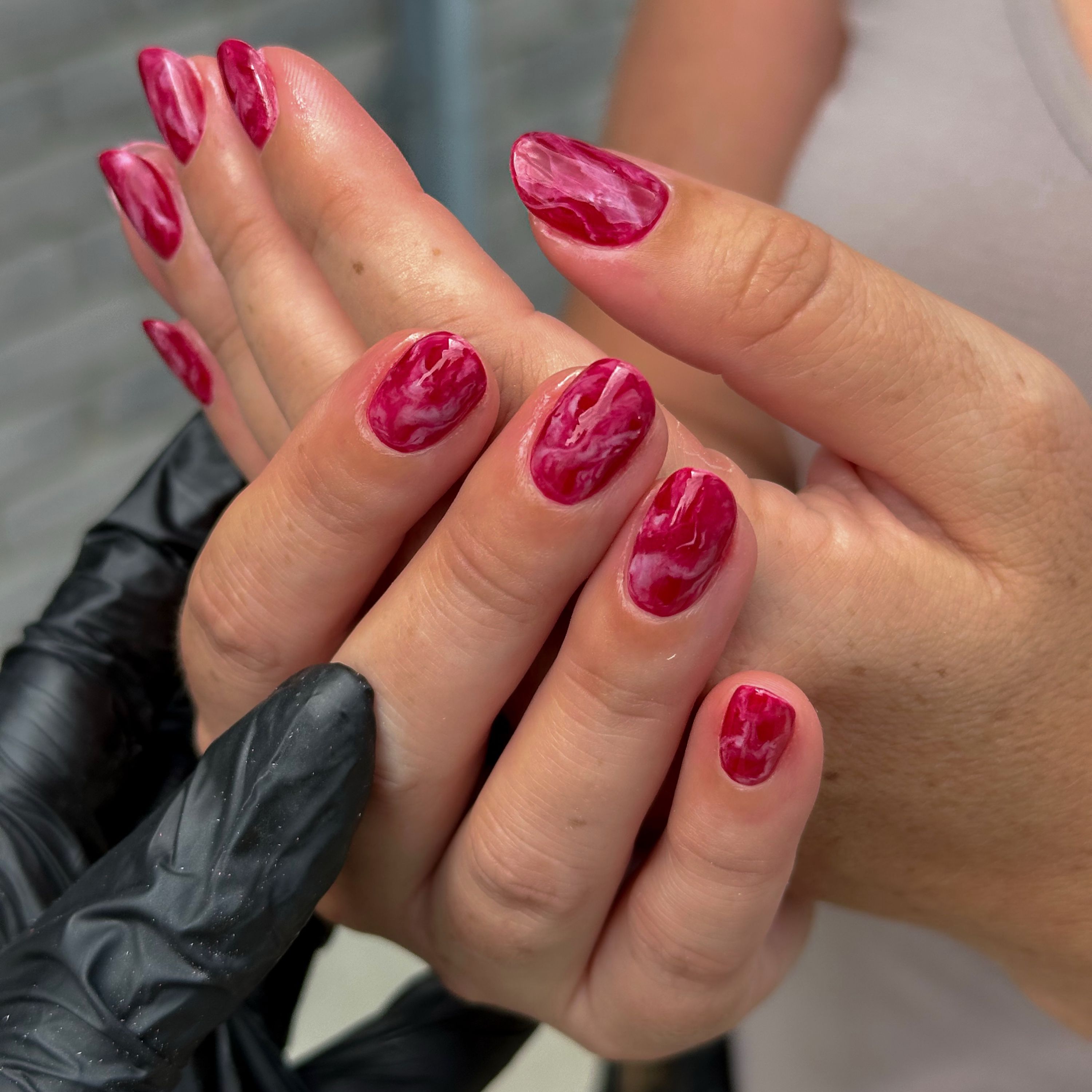 Red marble nails
