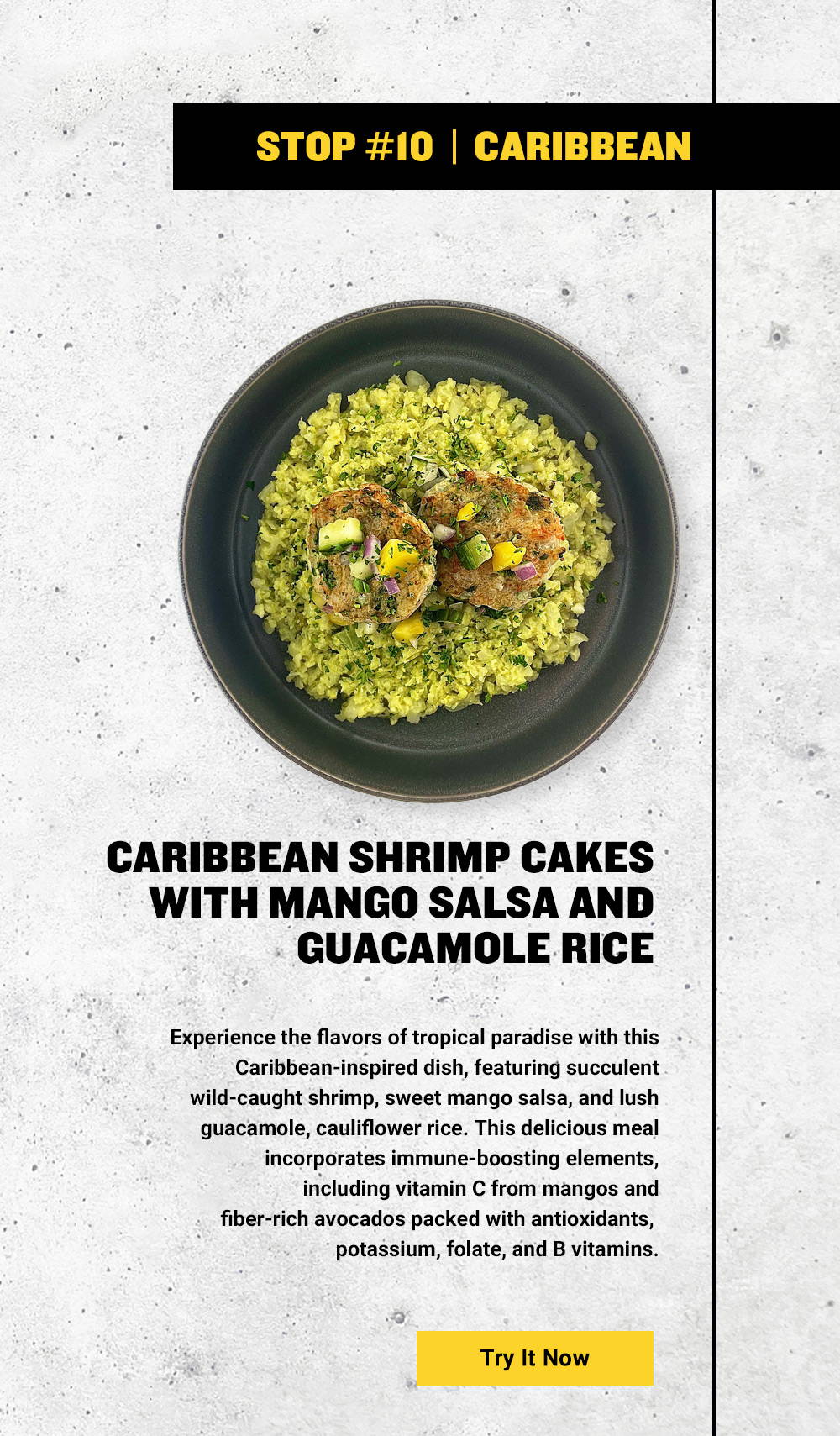 Caribbean Shrimp Cakes With Mano Salsa and Guacamole Rice