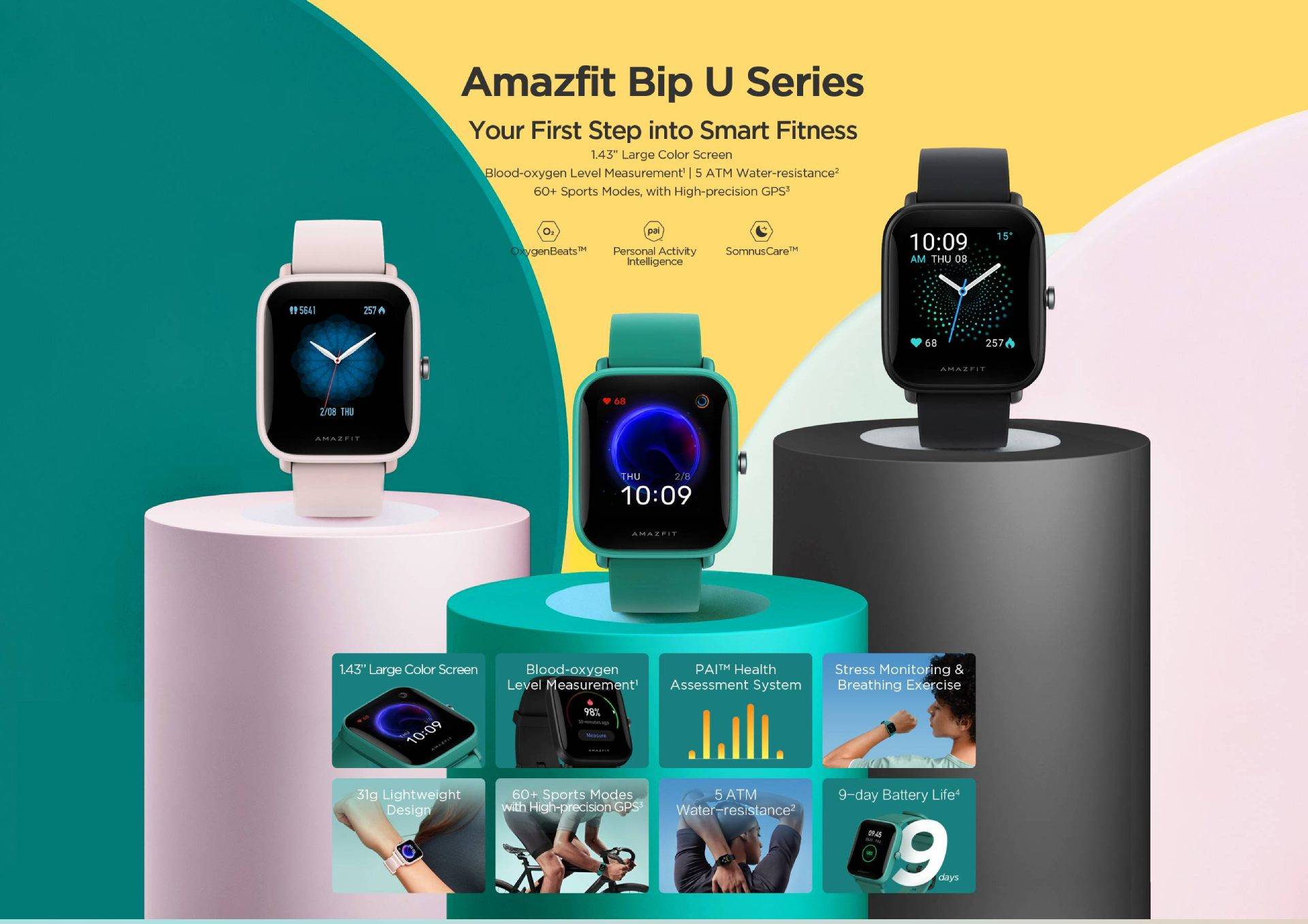  Amazfit Bip U Pro Smart Watch with Alexa Built-In for Men  Women, GPS Fitness Tracker with 60+ Sport Modes, Blood Oxygen Heart Rate  Sleep Monitor, 5 ATM Water Resistant, for iPhone