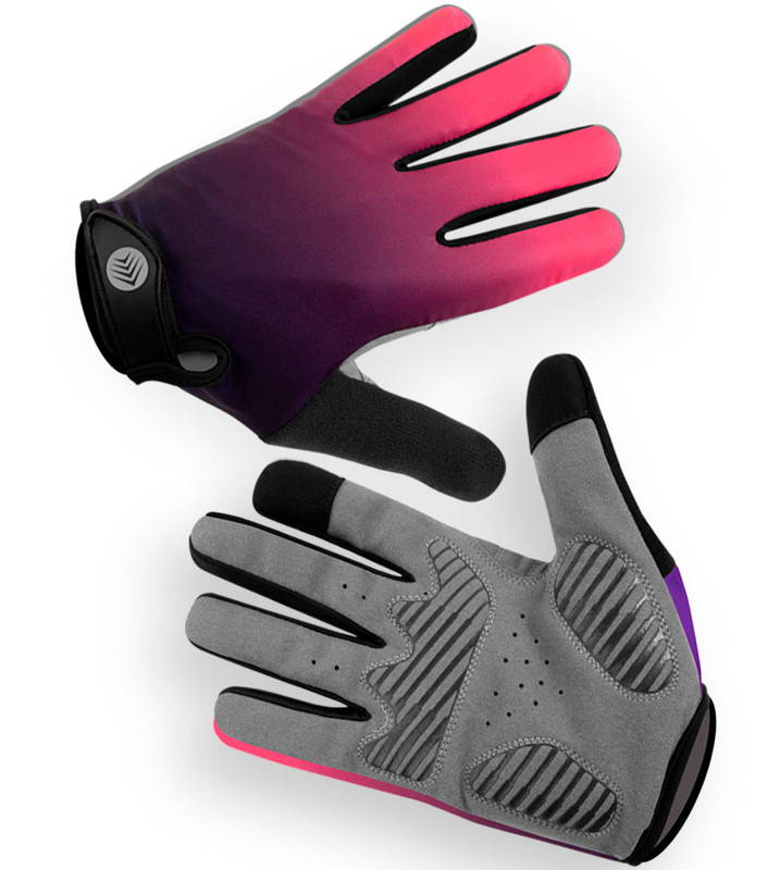 Full finger cycling gloves with sun protection and padded