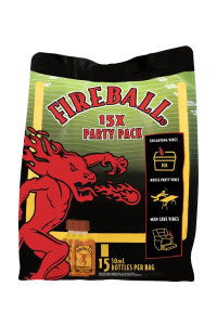 Fireball 15x Party Pack with red dragon logo and mini bottles.