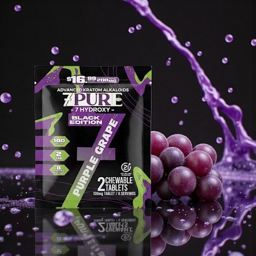 Purple grape product packaging with grapes and splashes of liquid.