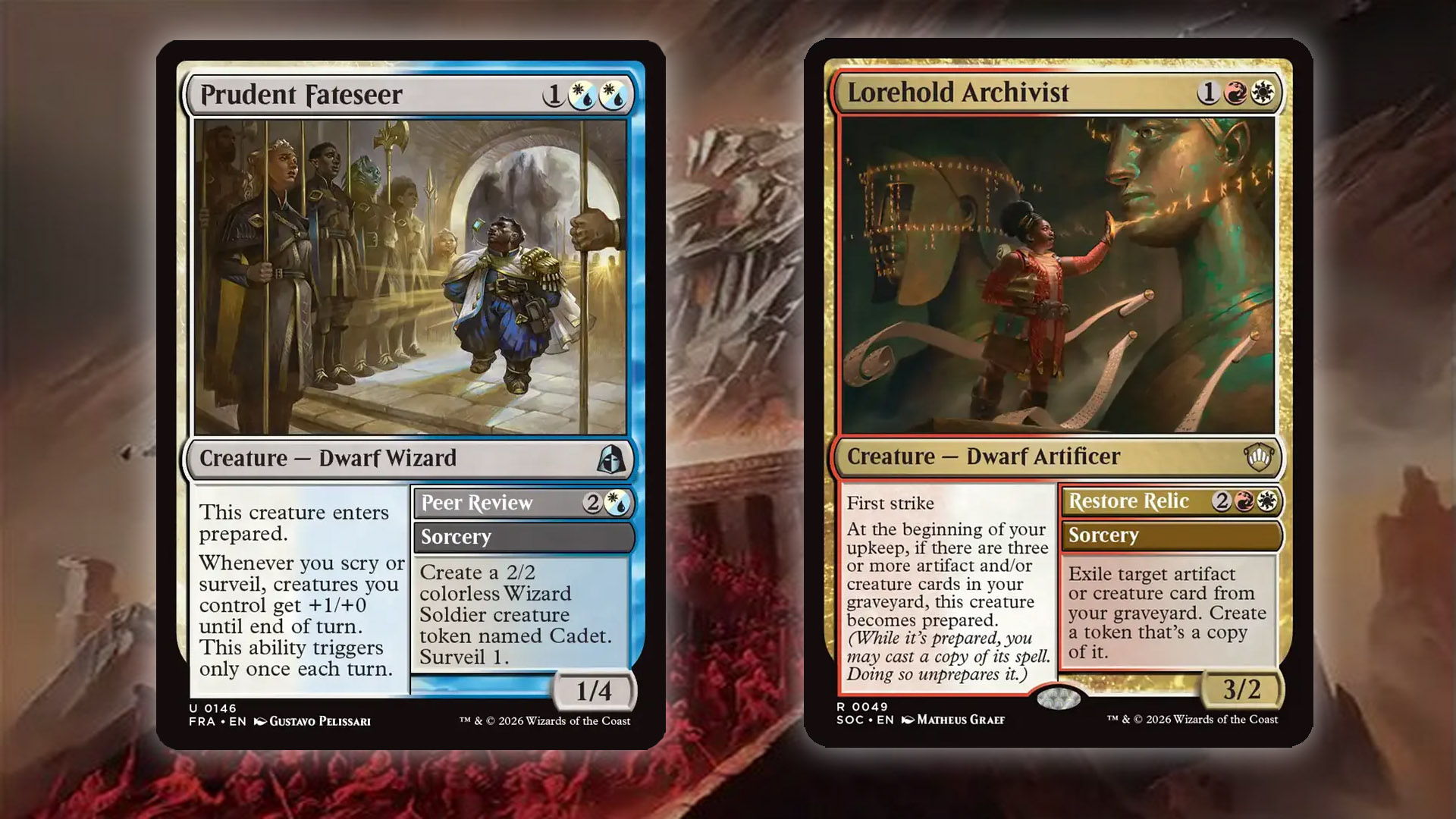 A Fatehold Card and a Lorehold card from the MTG set Reality Fracture.