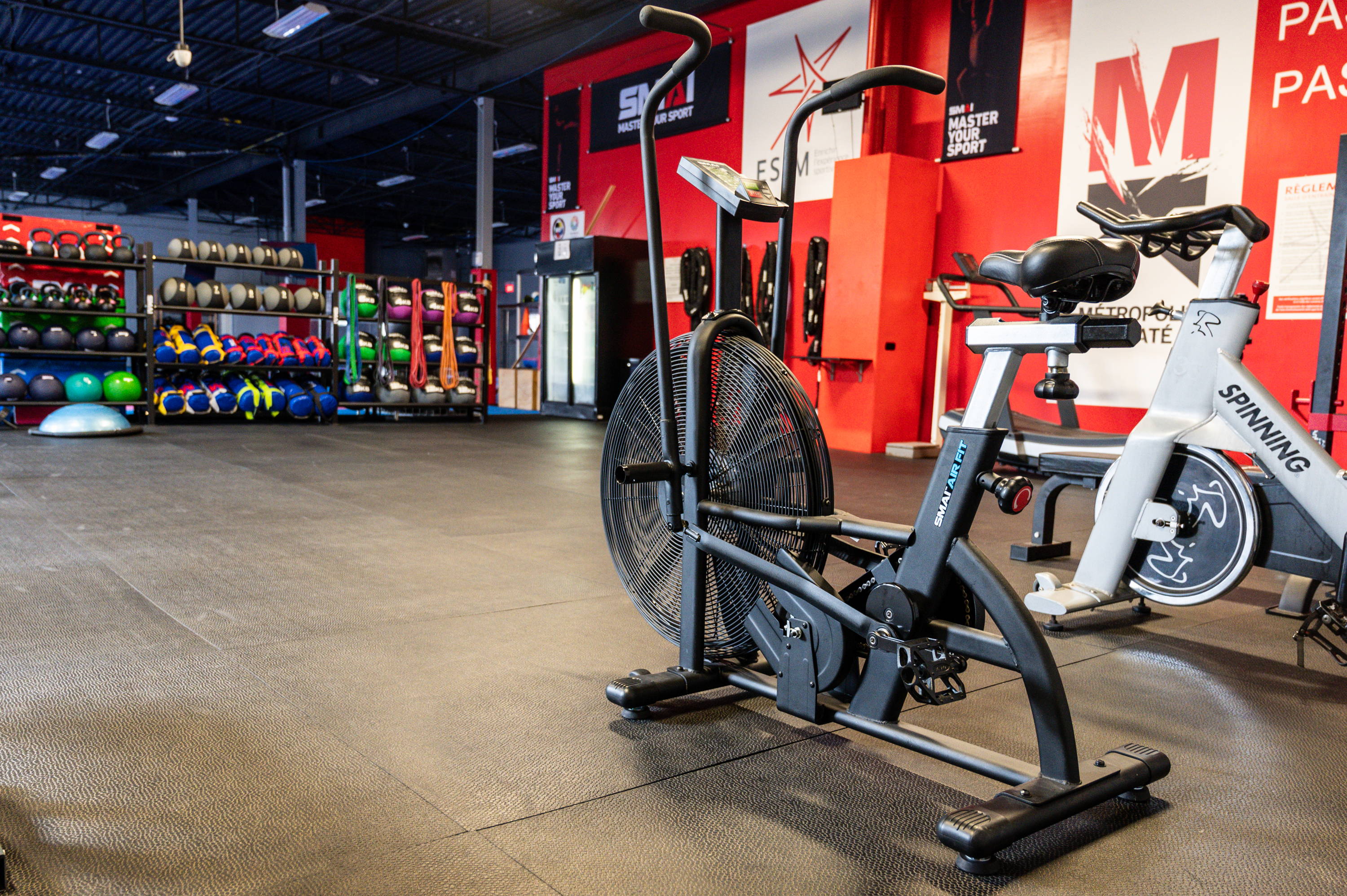 air bike and gym flooring