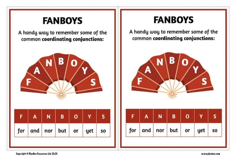 FREE Fanboys Coordinating Conjunctions Cards by PlanBee