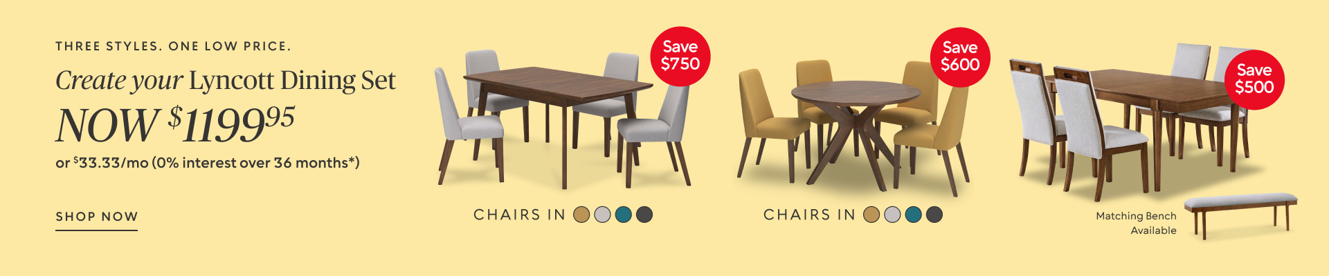 Lyncott Dining Sets: 3 Styles 1 LOW Price of $1199.95 ​