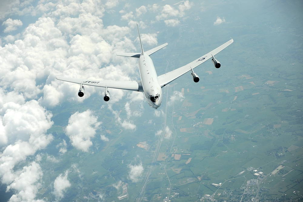 An E-8C Joint STARS from the 116th Air Control Wing, Robins Air Force Base, Ga., pulls away, May 1, 2012 after refueling from a KC-135 Stratotanker with the 459th Air Refueling Wing, Joint Base Andrews, Md. The E-8C Joint Surveillance Target Attack Radar System, or Joint STARS, is an airborne battle management, command and control, intelligence, surveillance and reconnaissance platform. Its primary mission is to provide theater ground and air commanders with ground surveillance to support attack operations and targeting that contributes to the delay, disruption and destruction of enemy forces.