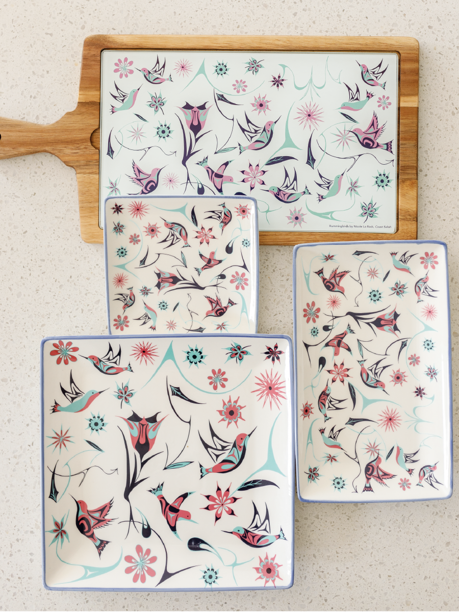 Hummingbirds Serveware Collection by Nicole La Rock, Coast Salish