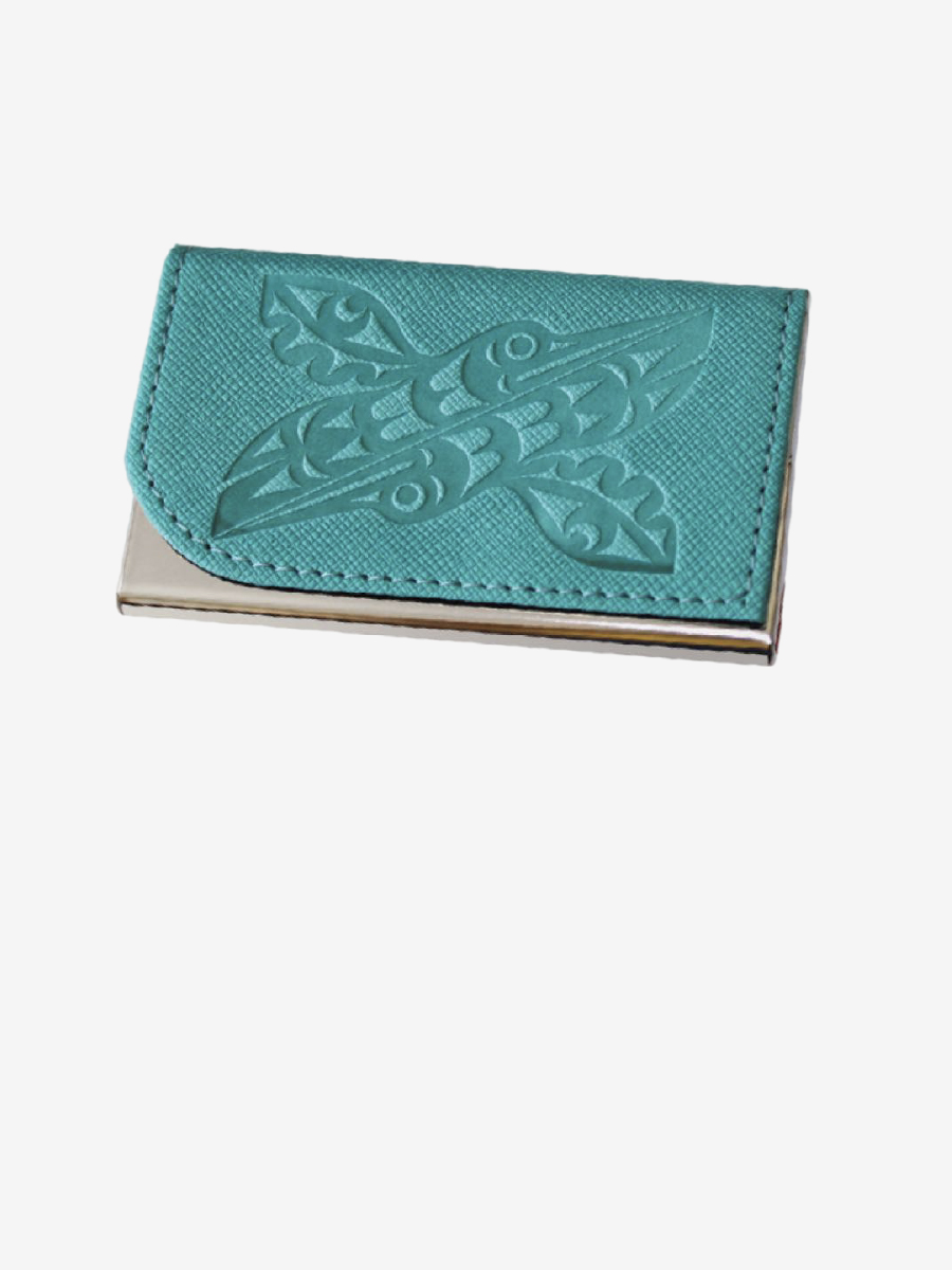 Hummingbirds (Teal) Cardholder by Maynard Johnny Jr.