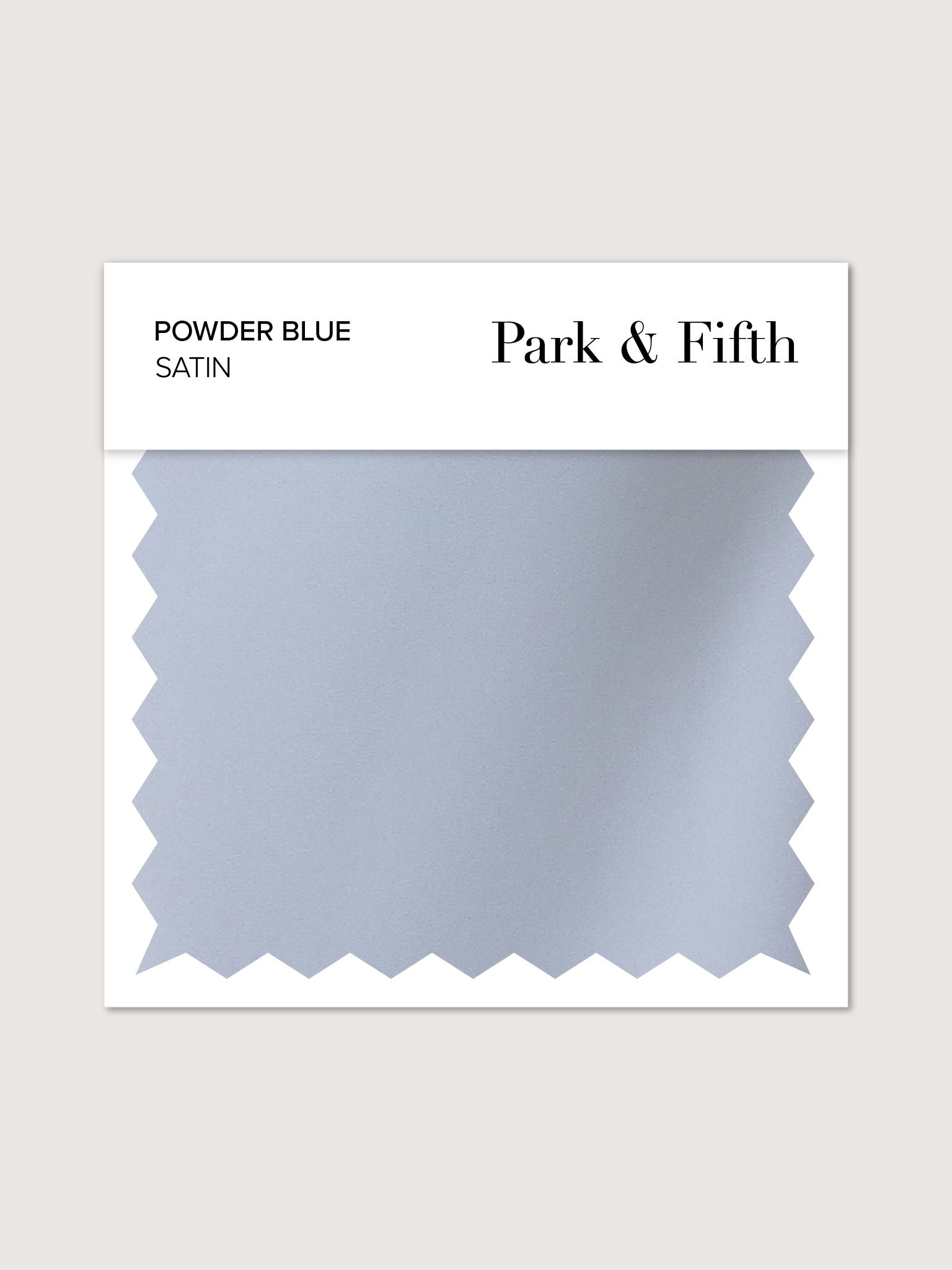 Swatch of powder blue satin fabric by Park & Fifth.
