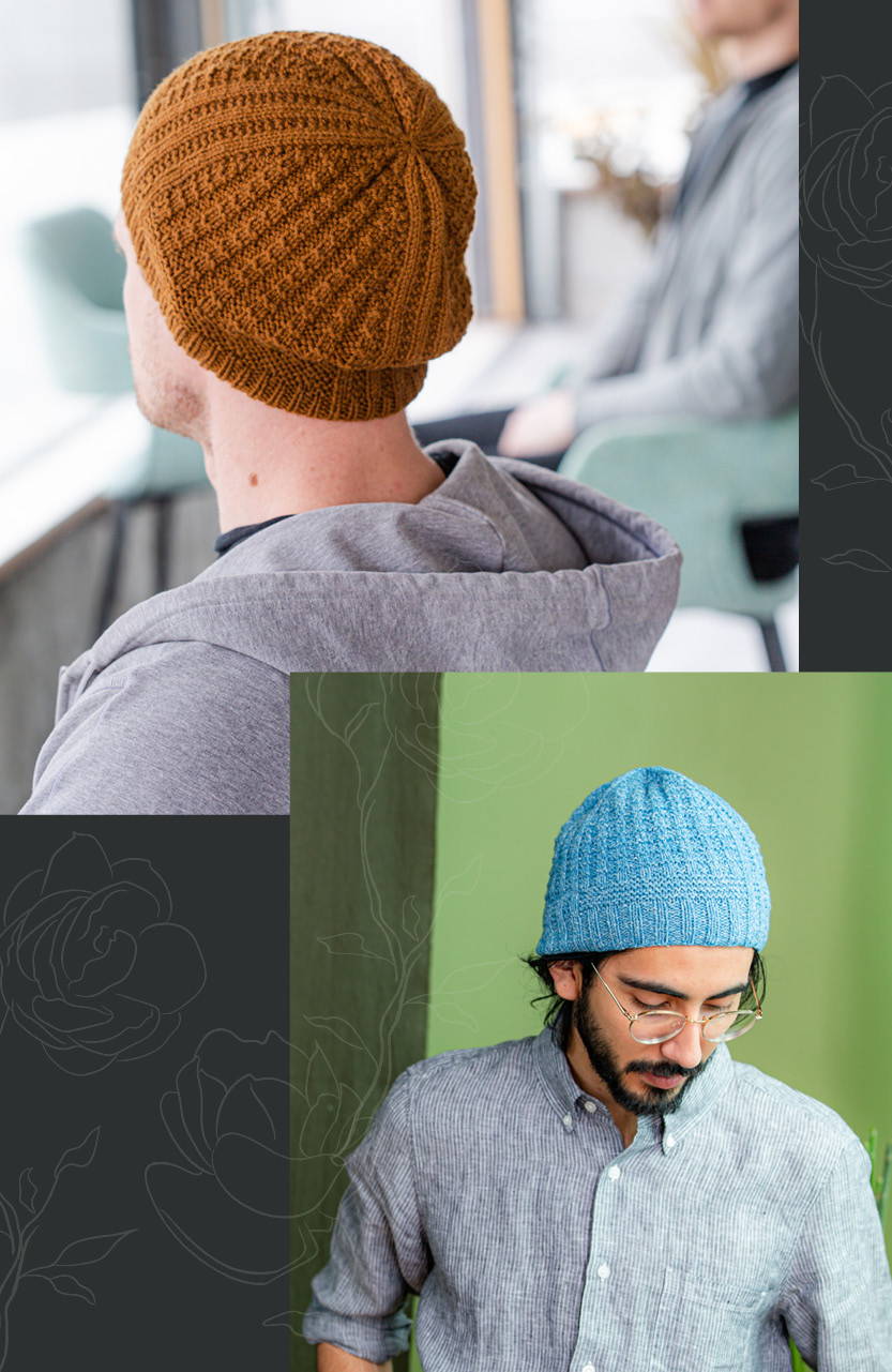Image of Brian modeling Gault hat back view and Omar modeling Gault front view