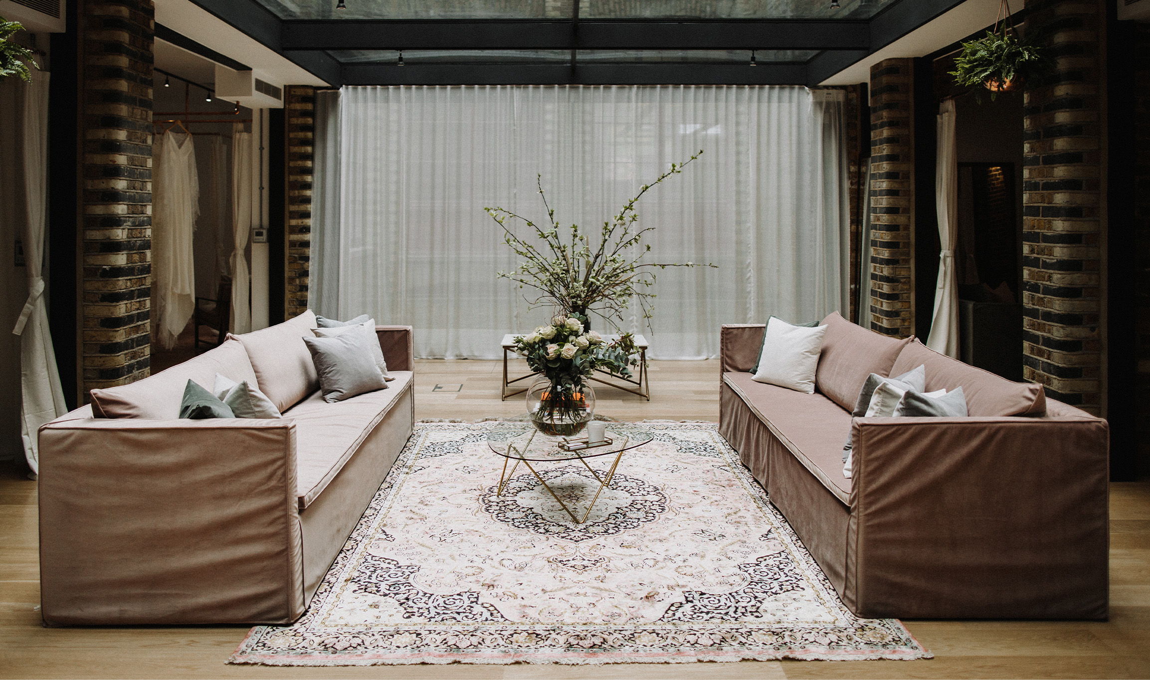 Living room with two couches and a decorative center table.