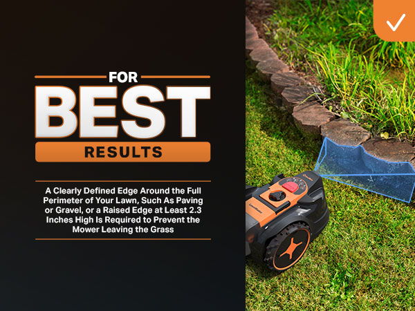 Text promoting lawn care tips and the importance of defined edges.