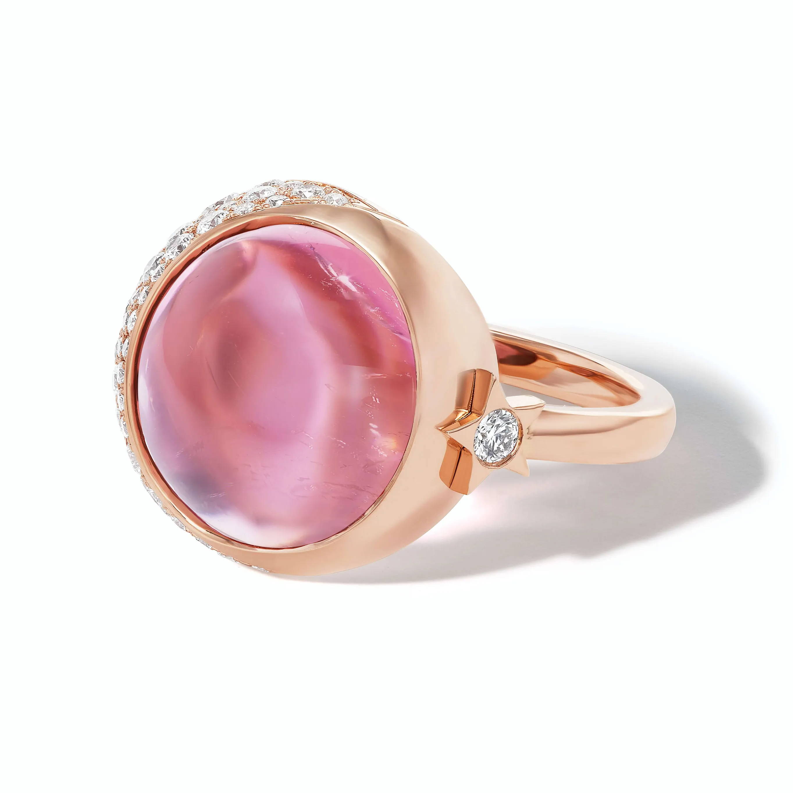 pink moon cabochon ring