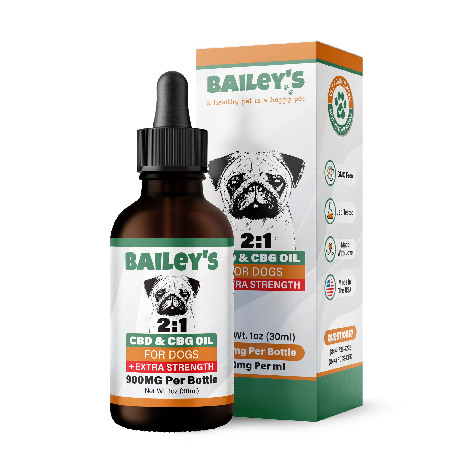 Baileys CBD & CBG Oil For Dogs Extra Strength 900mg