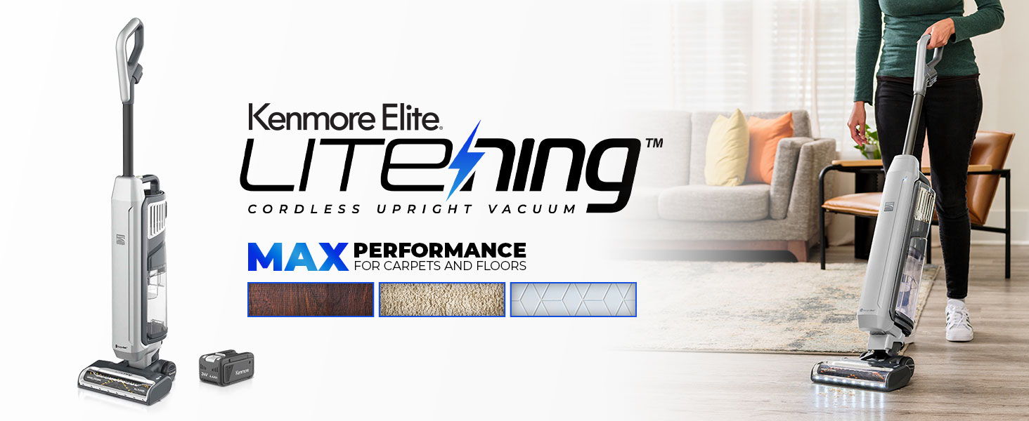 A person vacuums hardwood floors in a living room