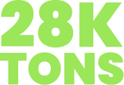 Text displaying '28K TONS' in large green letters.